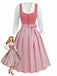 Rosa 50er Oktoberfest-Dirndl-Set mit Spitzentop und Schürze