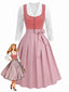 Rosa 50er Oktoberfest-Dirndl-Set mit Spitzentop und Schürze