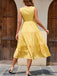 Gelb 1950er Spitze Patchwork Tupfen Kleid