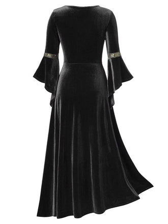 1930er Mittelalterliche Renaissance Samt Schnürung Kleid