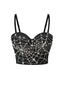 Schwarz 1970er Strassstein Spinnennetz Crop Top
