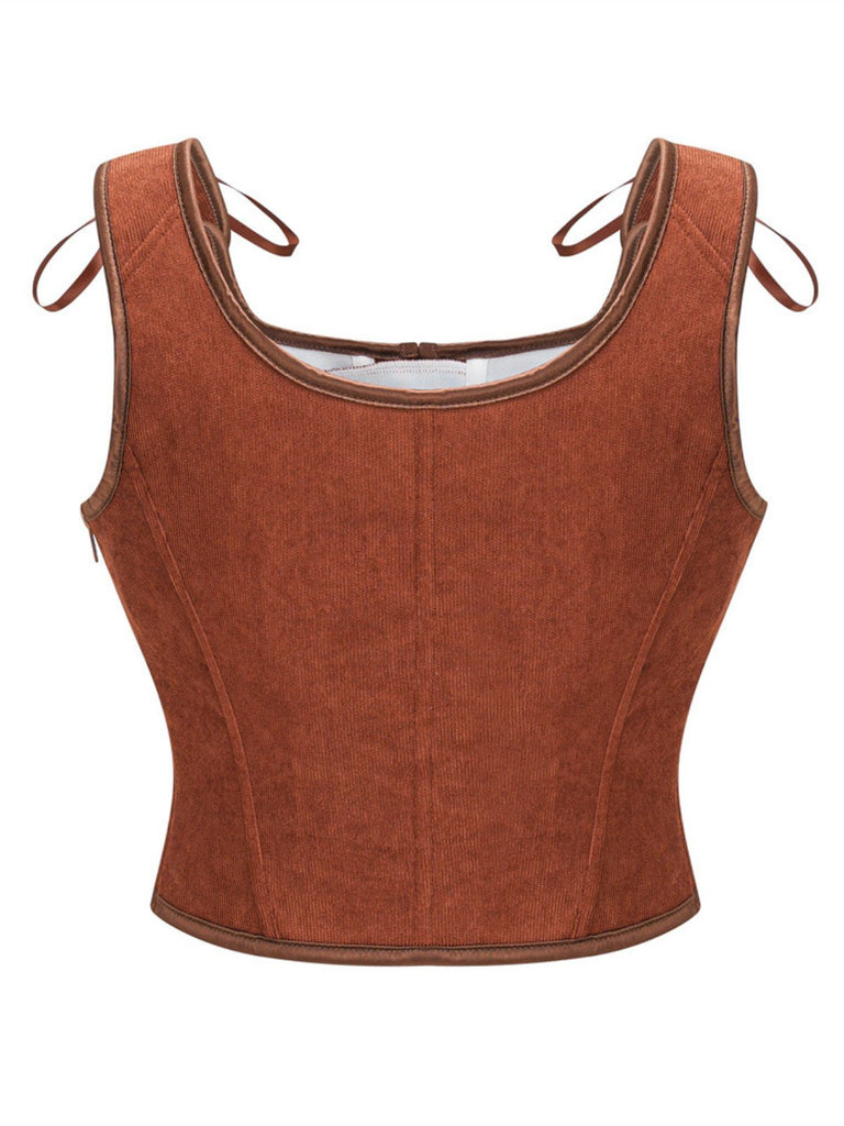 1980er Suede Bogen Schnürung Korsett