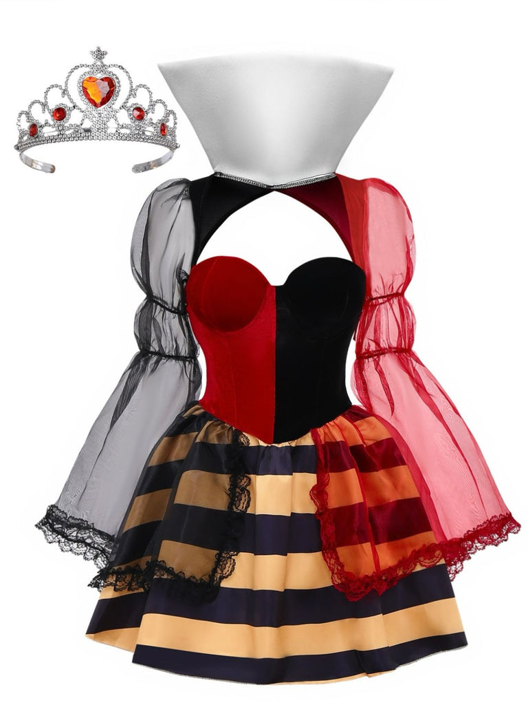 1950er Herzkönigin Inspiriert Halloween Kleid Mit Krone
