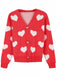 1950er Valentinstag Herz Drucken Stricken Strickjacke