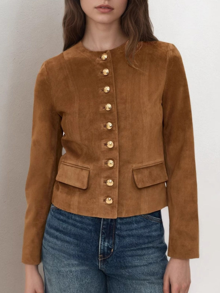 Braun 1970er Wildleder Taste Tasche Jacke
