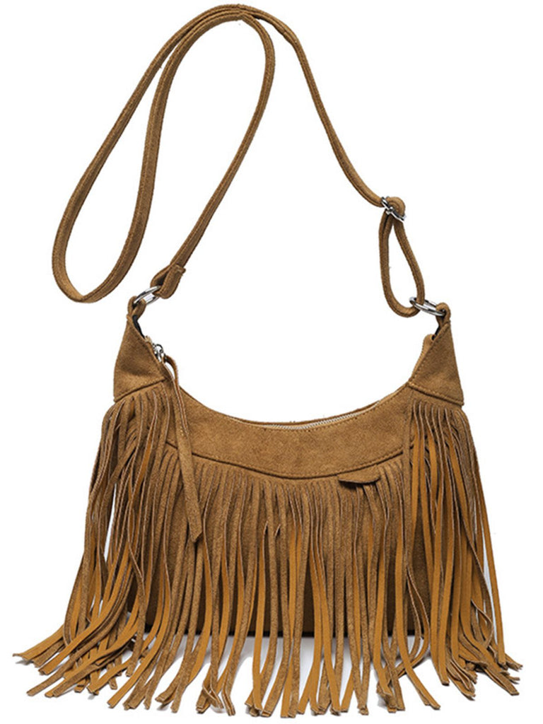 Vintage Boho Quaste Suede Umhängetasche