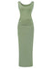 1930er Solide Quadratischer Hals Schlitz Gerüscht Kleid