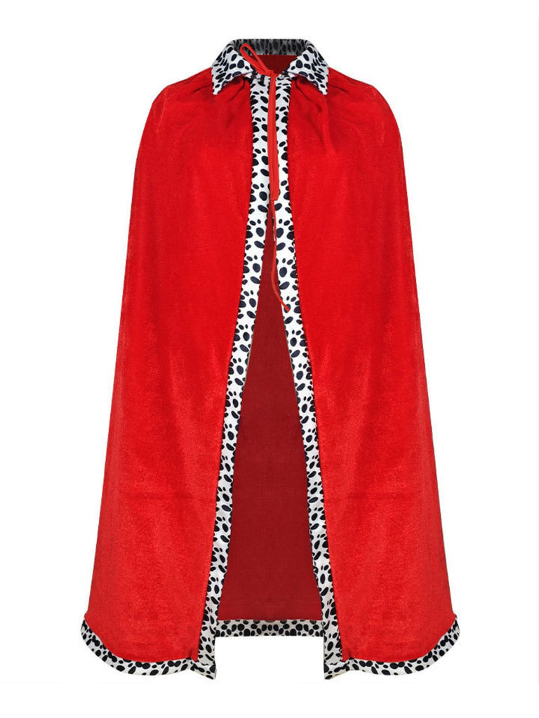 Rot 1930er Cruella Dalmatian Trimmed Krawattenhals Cape