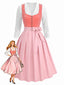 Rosa 50er Oktoberfest-Dirndl-Set mit Spitzentop und Schürze