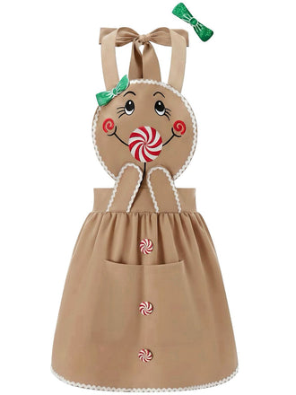 Braun 1940er Lebkuchenmann Lutscher Bogen Apron Kleid