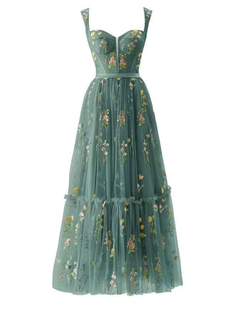 Schwarz 1930er Blumen Netz Stäbchen Schnürung Kleid