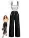 1950er Trägerlos Cut-Out Patchwork Jumpsuit Set
