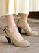 Vintage Bogen Klobige Wildleder Hohem Absatz Schuhe