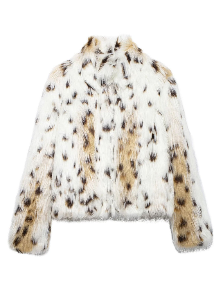 Weiß 1980er Ren Kunstpelz Jacke