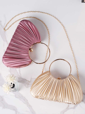 Plissiertes Ring-Handle Abendtasche