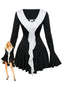 Schwarz & Weiß 1960er Rüschen Peplum Kleid
