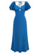 1930er Herz Neck Rüschen Sleeve Satin Kleid