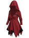 Rot 1980er Gothic Asymmetrischer Saum Hooded Jacke