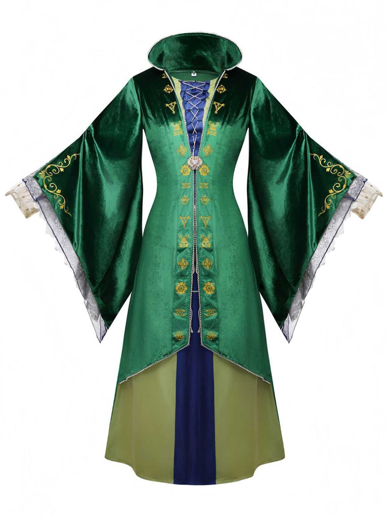 Grün 1930er Samt Winifred Sanderson Inspiriertes Hexen Kostüm Kleid