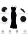 Schwarz 1970er 2-in-1 Shapewear Slip Kleid