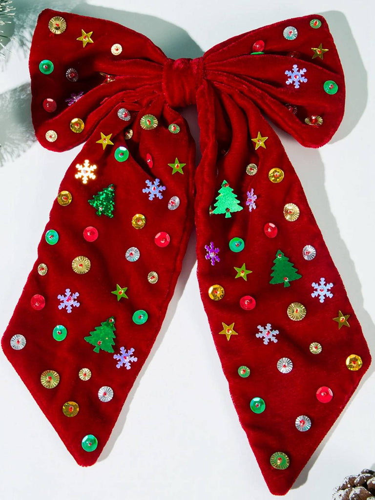 Vintage Weihnachten Samt Große Bogen Haarnadel