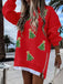 Rot 1970er Zip Detail Weihnachten Baum Paillette Sweatshirt