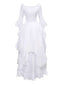 1980er Gothic Glockenärmel Unregelmäßiger Saum Kleid