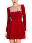 1960er Samt Diamant Quadrat Hals Kleid