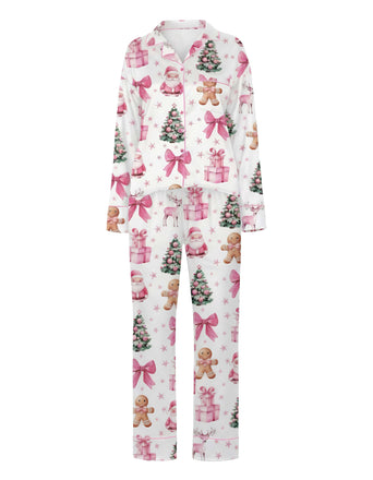 Weiß 1940er Weihnachten Candy Canes Pyjama Set