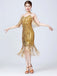 1920er V-Ausschnitt Quaste Solide Abend Tunic Kleid