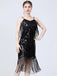 1920er V-Ausschnitt Quaste Solide Abend Tunic Kleid