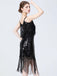 1920er V-Ausschnitt Quaste Solide Abend Tunic Kleid
