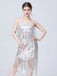 1920er V-Ausschnitt Quaste Solide Abend Tunic Kleid