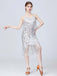1920er V-Ausschnitt Quaste Solide Abend Tunic Kleid