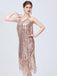1920er V-Ausschnitt Quaste Solide Abend Tunic Kleid