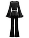 2PCS 1970er Feder Cuff Tie-Up Crop Top & Schlitz Hose