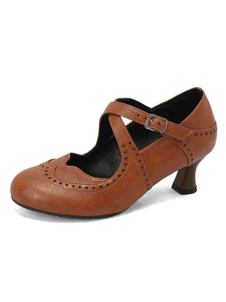 Kreuz-Träger Perforiert Mary Jane Heels