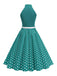 1950er Bogen Binde-Hals Polka Punkte Gürtel Kleid