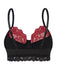 Schwarz 1980er Gothic Schädel Spitze Patchwork Crop Top