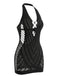 1960er Halter Netzstoff Cutout Figurbetont Mini Dessous Kleid