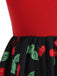 Rot 1950er Kirsche Langarm Swing Kleid