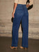 1960er Hohe Taille Weites Bein Patch Tasche Jeans