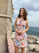 Blassrosa 1960er 3D Blumen Minikleid
