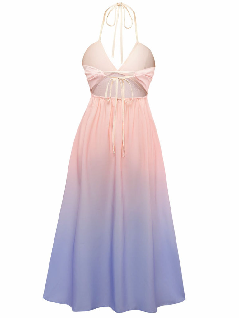 1940er Ombre Tief V-Ausschnitt Halter Kleid
