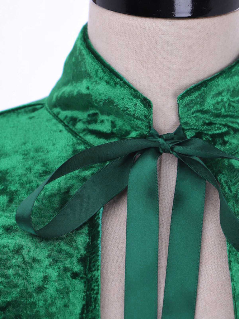 1930er Samt Mittelalterlich Schnürung Halloween Cape