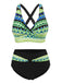 1940er Unregelmäßig bedrucktes Patchwork Bikini Set