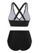 1940er Unregelmäßig bedrucktes Patchwork Bikini Set