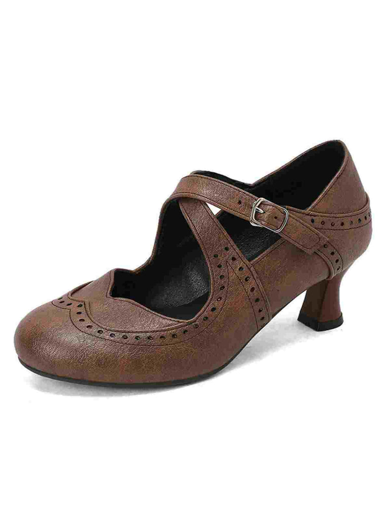Kreuz-Träger Perforiert Mary Jane Heels