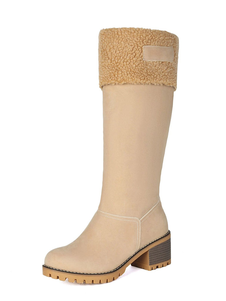 Winter Faux Wildleder Blockabsatz Schneestiefel