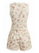 Beige 40er Top & Shorts mit Ditsy-Blumen und Patchwork